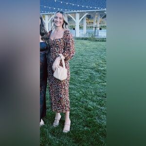 ASTR the Label | Multicolor Puff Sleeve Floral Midi Dress